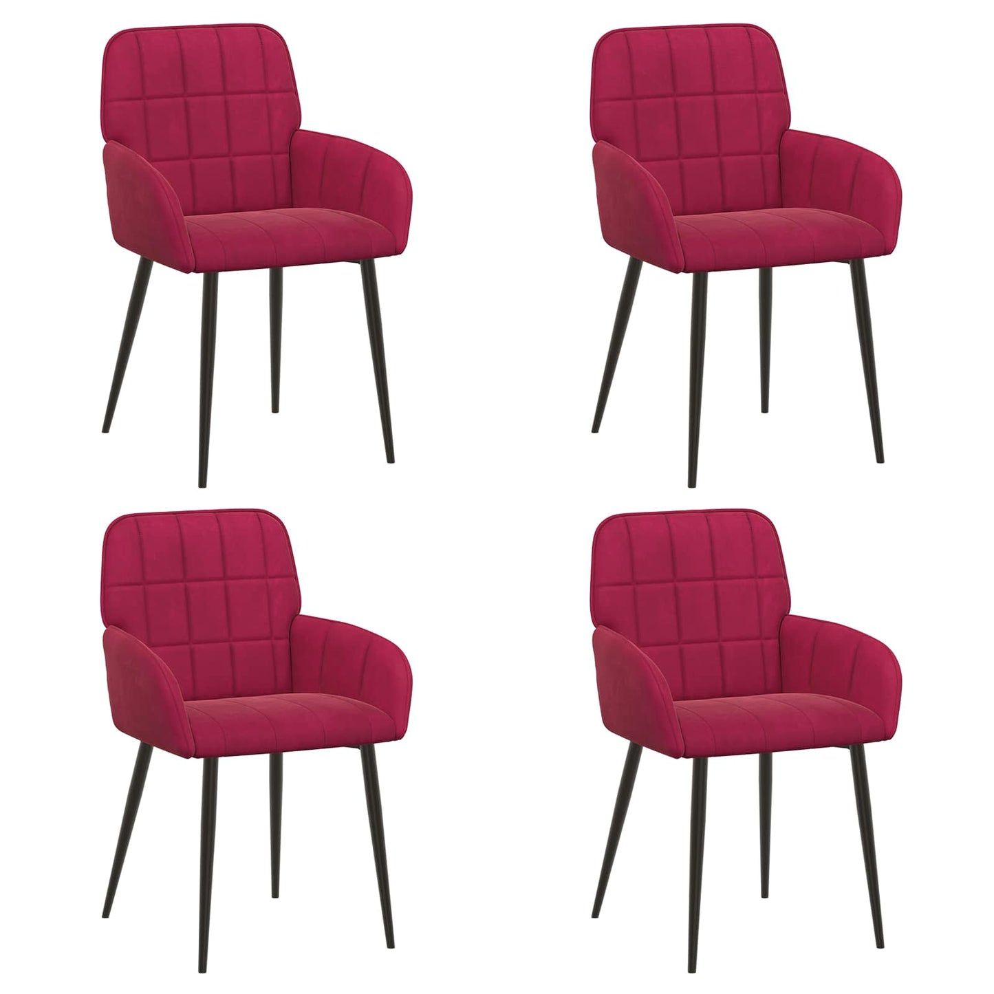 Spisestole 4 pcs Fløjl Vinrød 57 x 50 x 85 cm