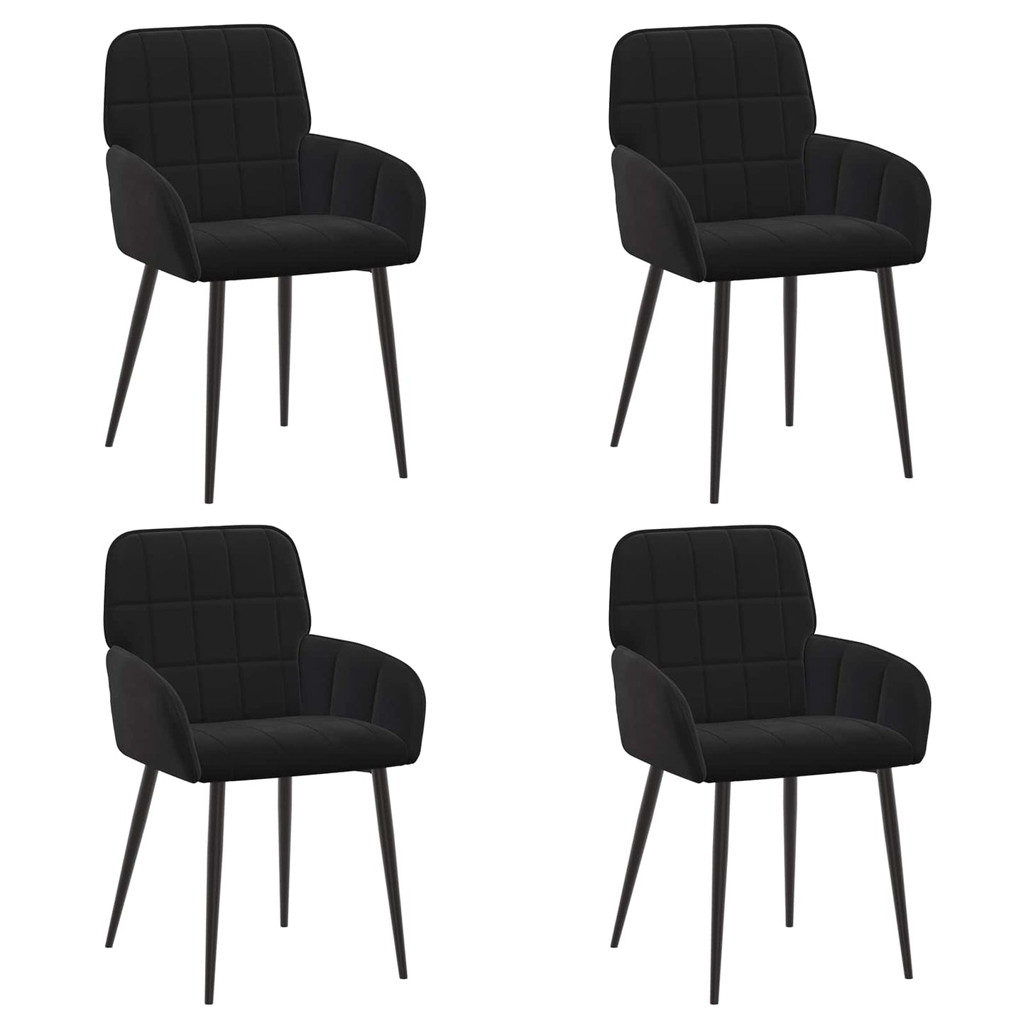 Spisestole 4 pcs Fløjl Sort 57 x 50 x 85 cm