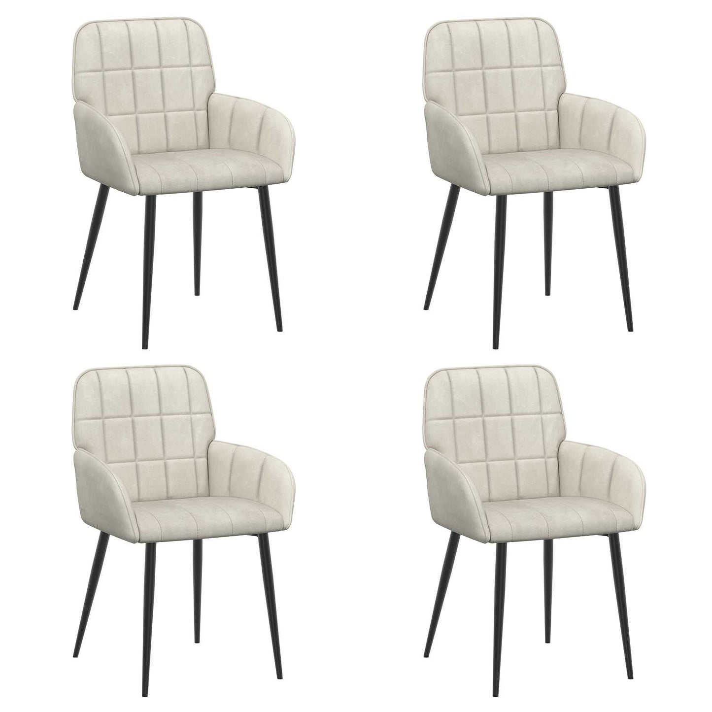Spisestole 4 pcs Fløjl Cremefarvet 57 x 50 x 85 cm