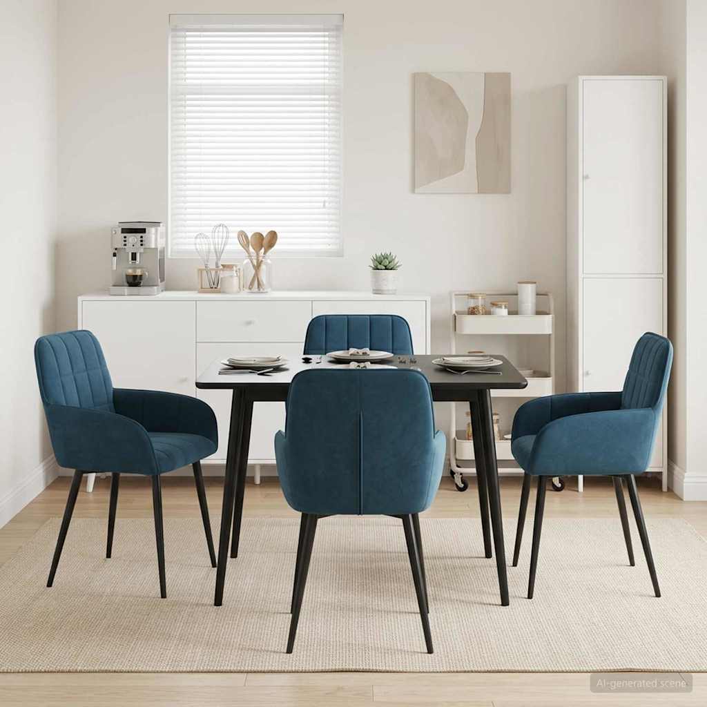 Spisestole 4 pcs Fløjl Blå 57 x 50 x 85 cm