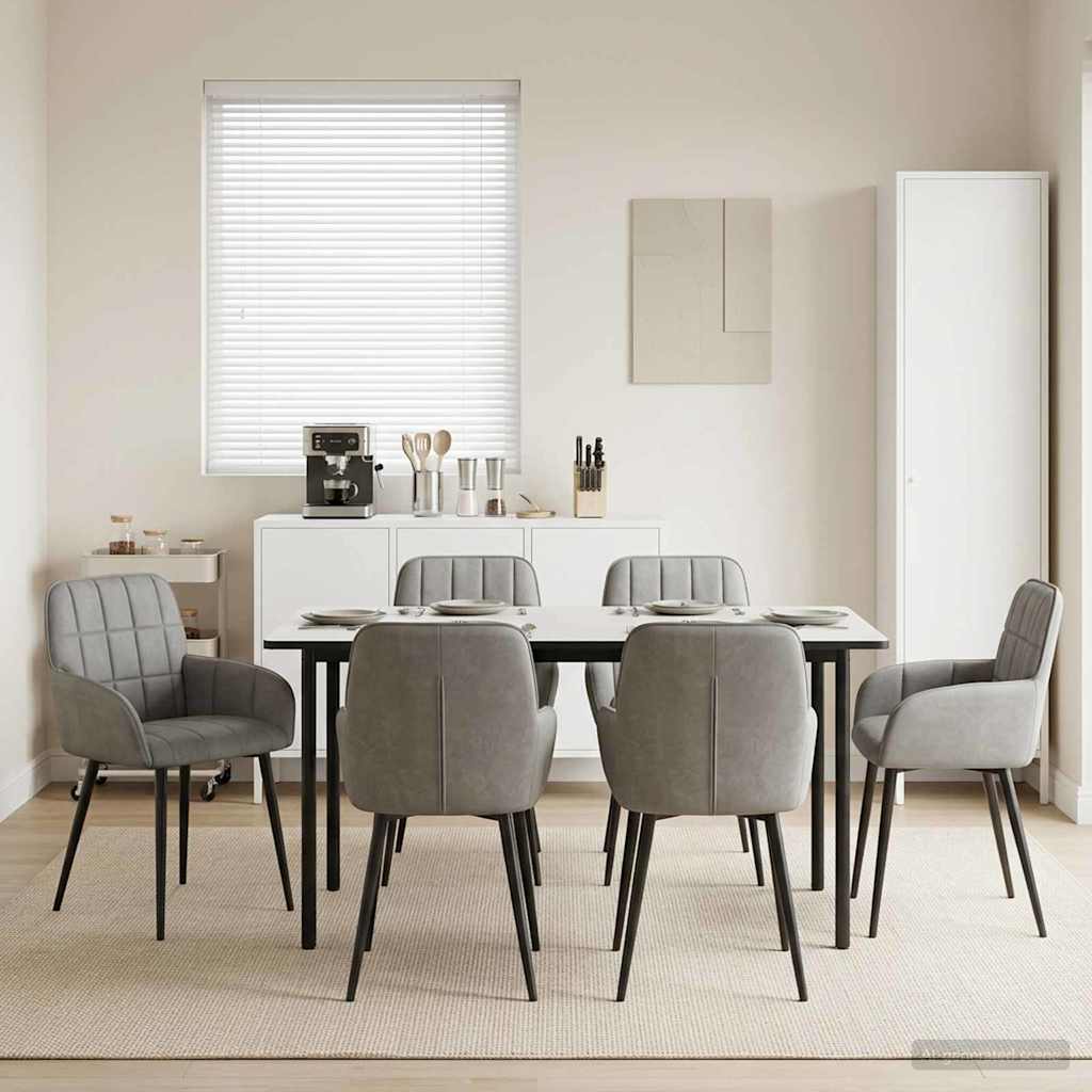 Spisestole 6 pcs Fløjl Lysegrå 57 x 50 x 85 cm