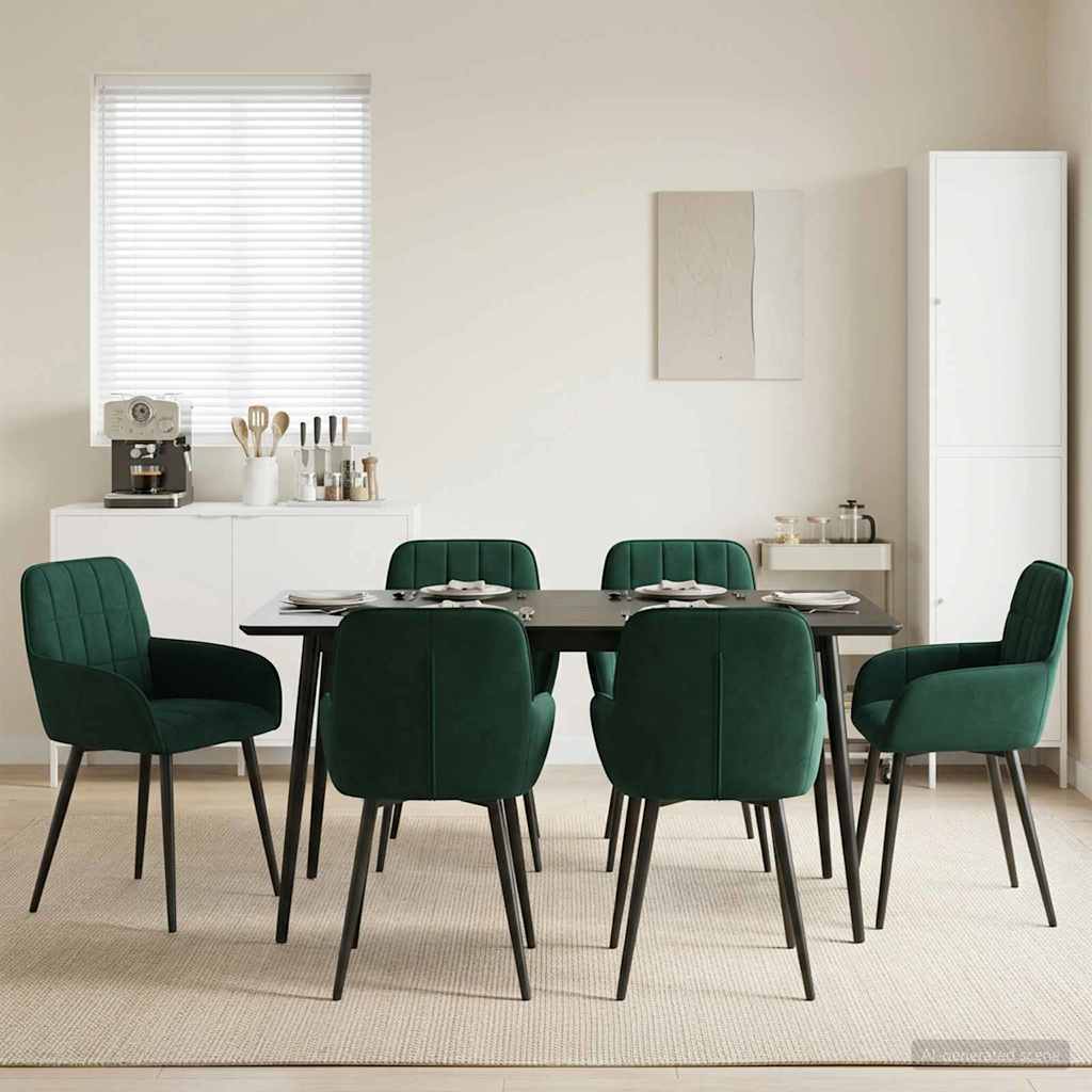 Spisestole 6 pcs Fløjl Mørkegrøn 57 x 50 x 85 cm