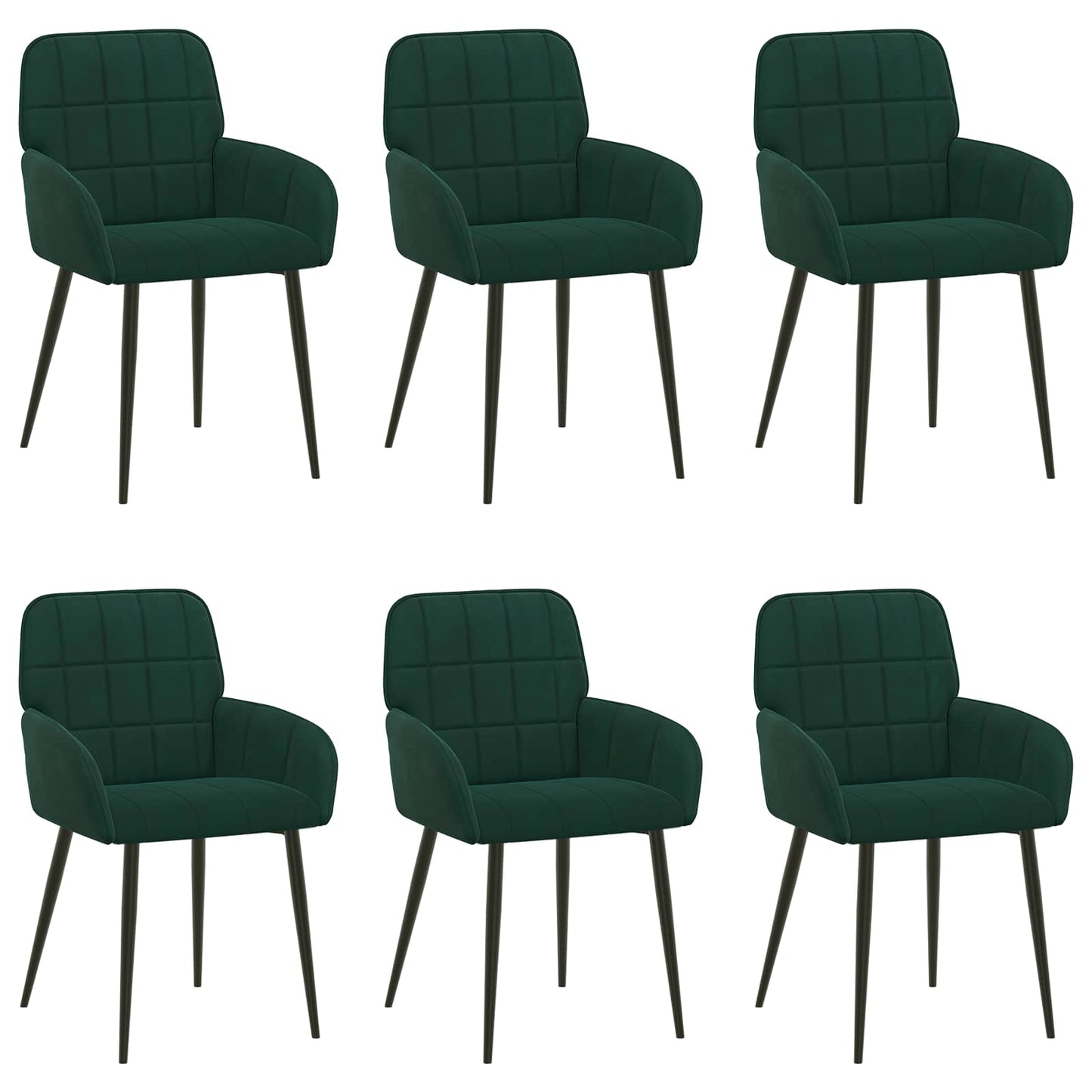 Spisestole 6 pcs Fløjl Mørkegrøn 57 x 50 x 85 cm