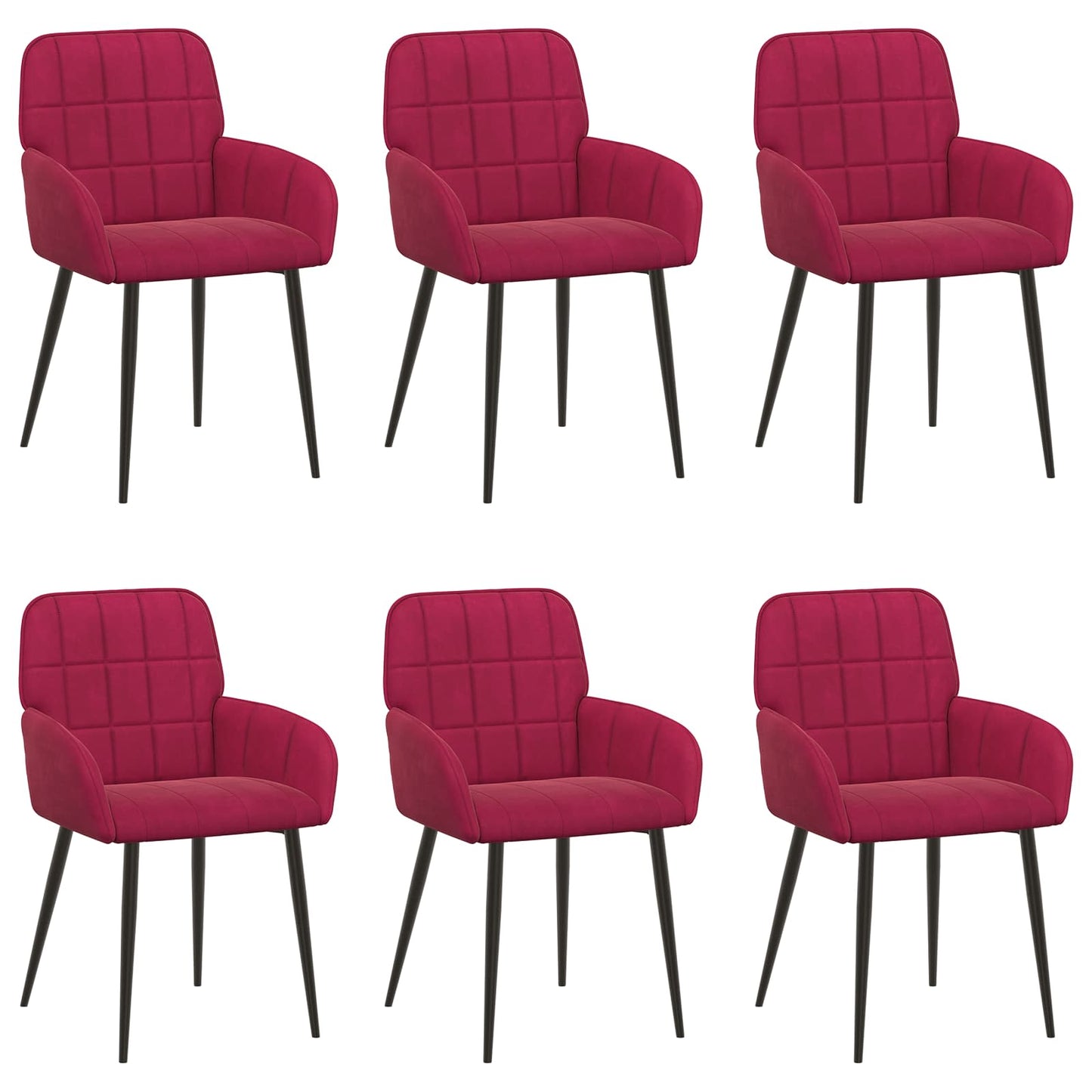 Spisestole 6 pcs Fløjl Vinrød 57 x 50 x 85 cm