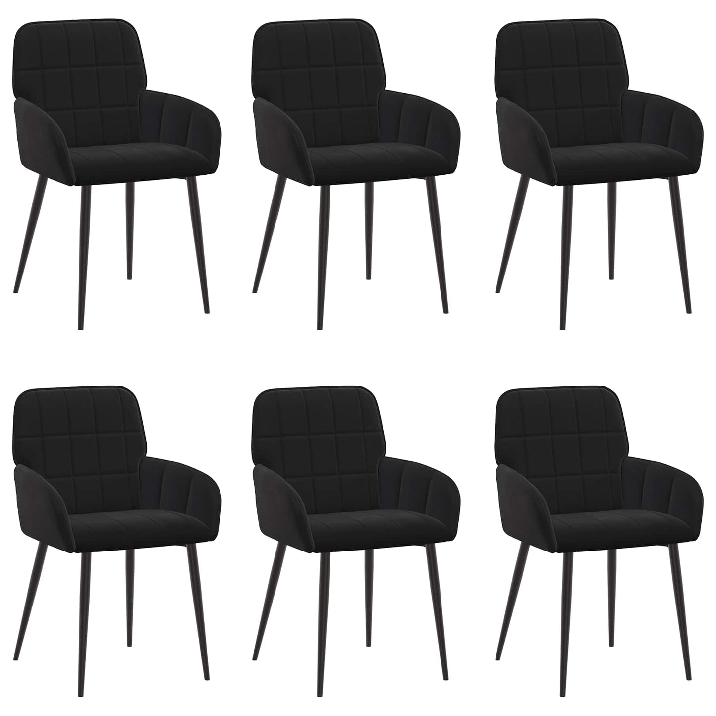 Spisestole 6 pcs Fløjl Sort 57 x 50 x 85 cm