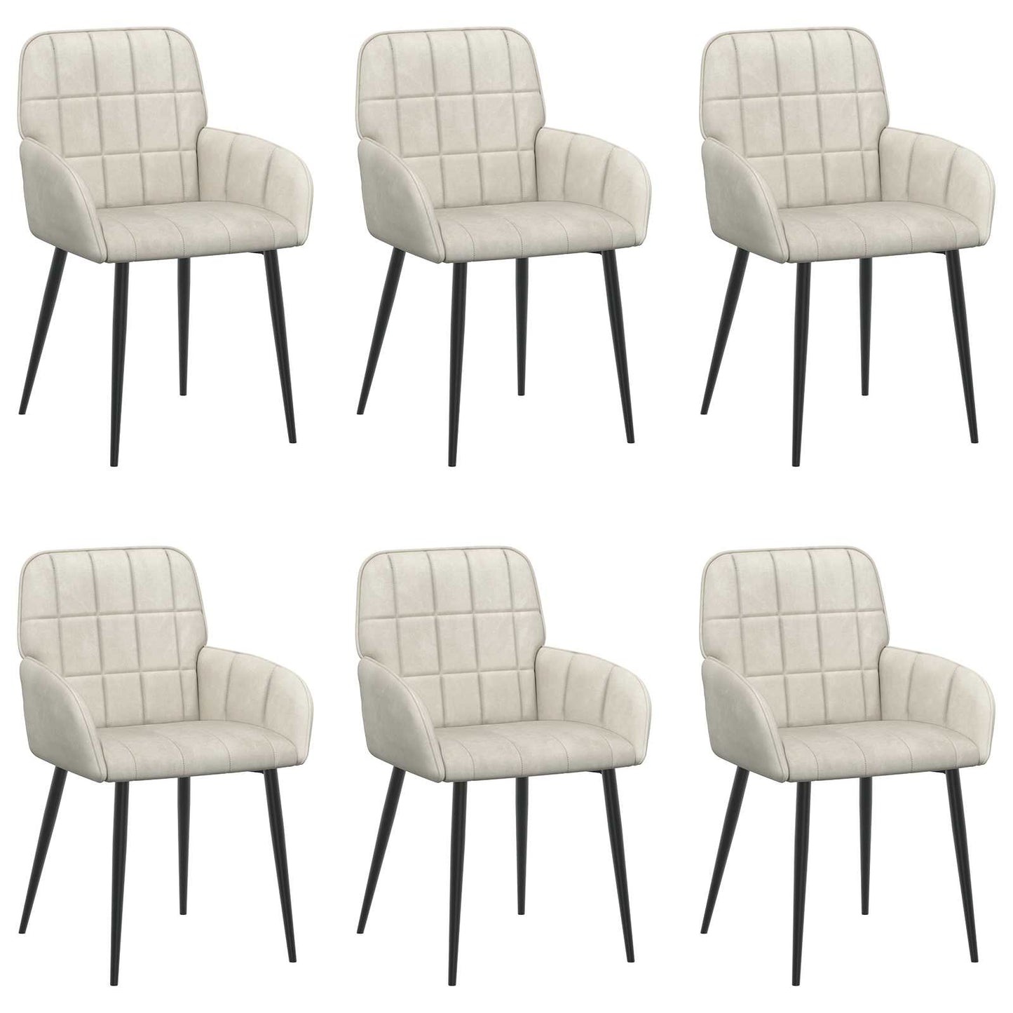 Spisestole 6 pcs Fløjl Cremefarvet 57 x 50 x 85 cm