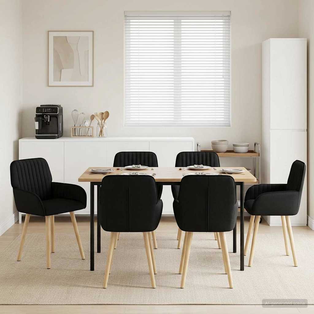 Spisestole 6 pcs Stof Sort 56,5 x 50 x 87,5 cm