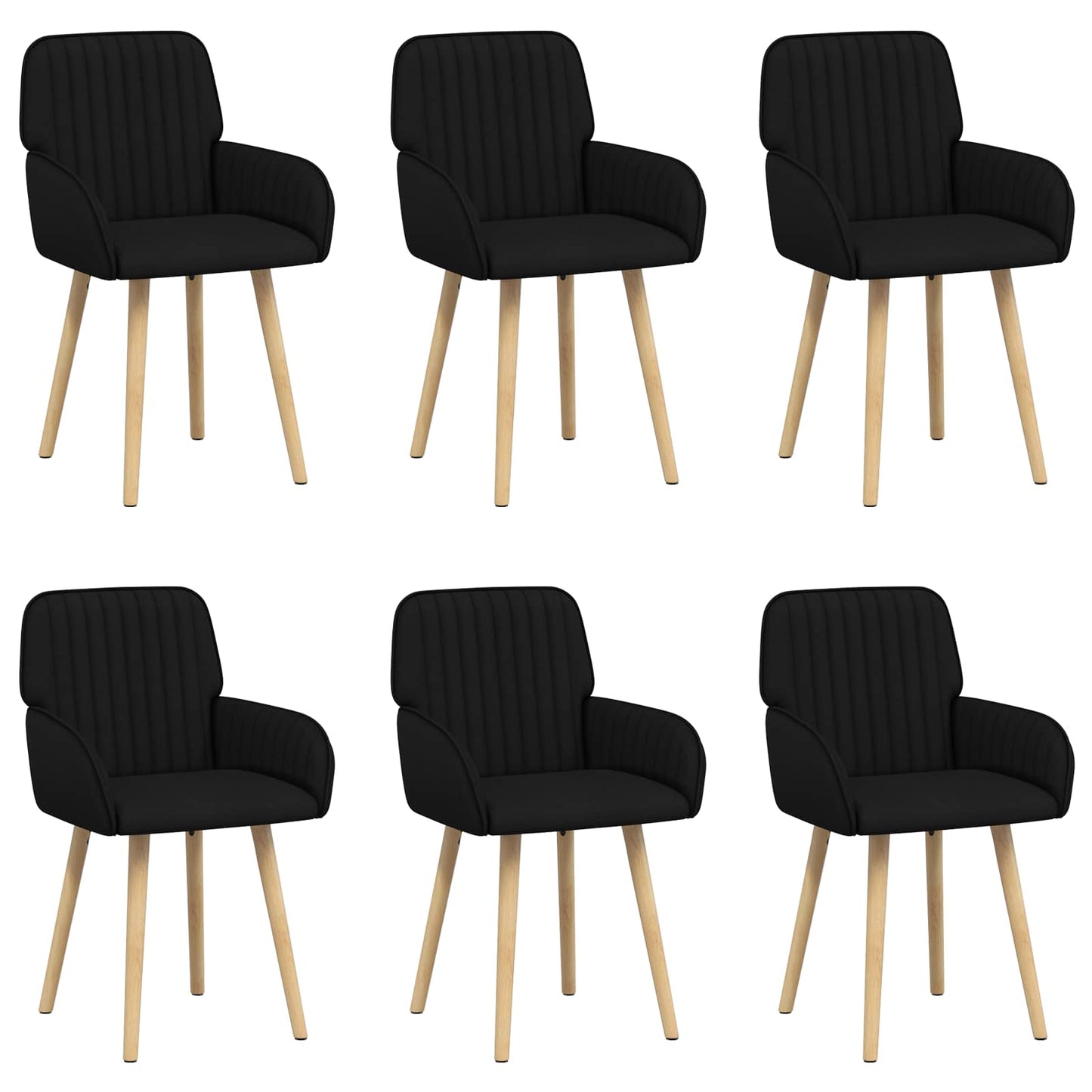 Spisestole 6 pcs Stof Sort 56,5 x 50 x 87,5 cm