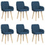 Spisestole 6 pcs Stof Blå 56,5 x 50 x 87,5 cm