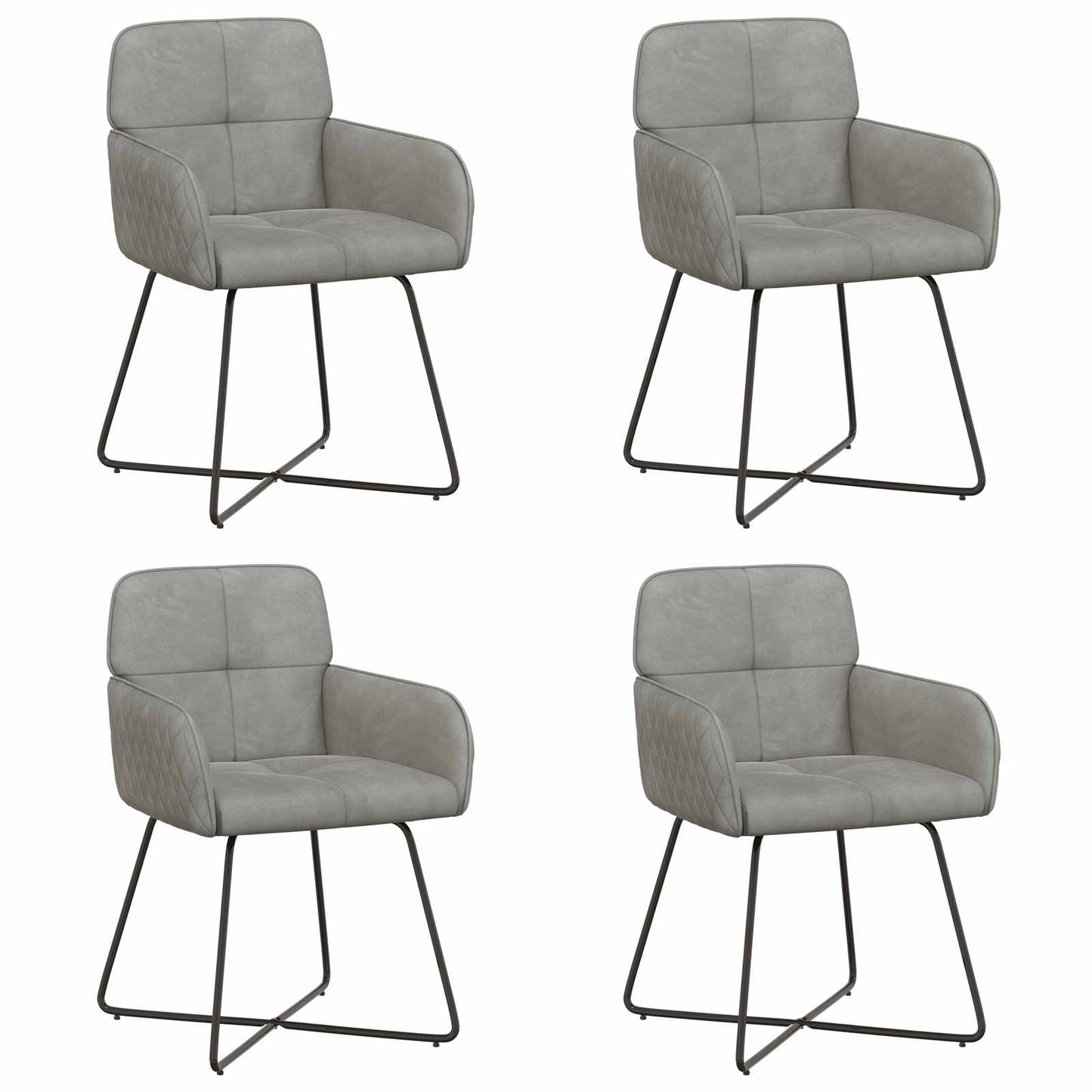 Spisestole 4 pcs Fløjl Lysegrå 59 x 56,5 x 86 cm