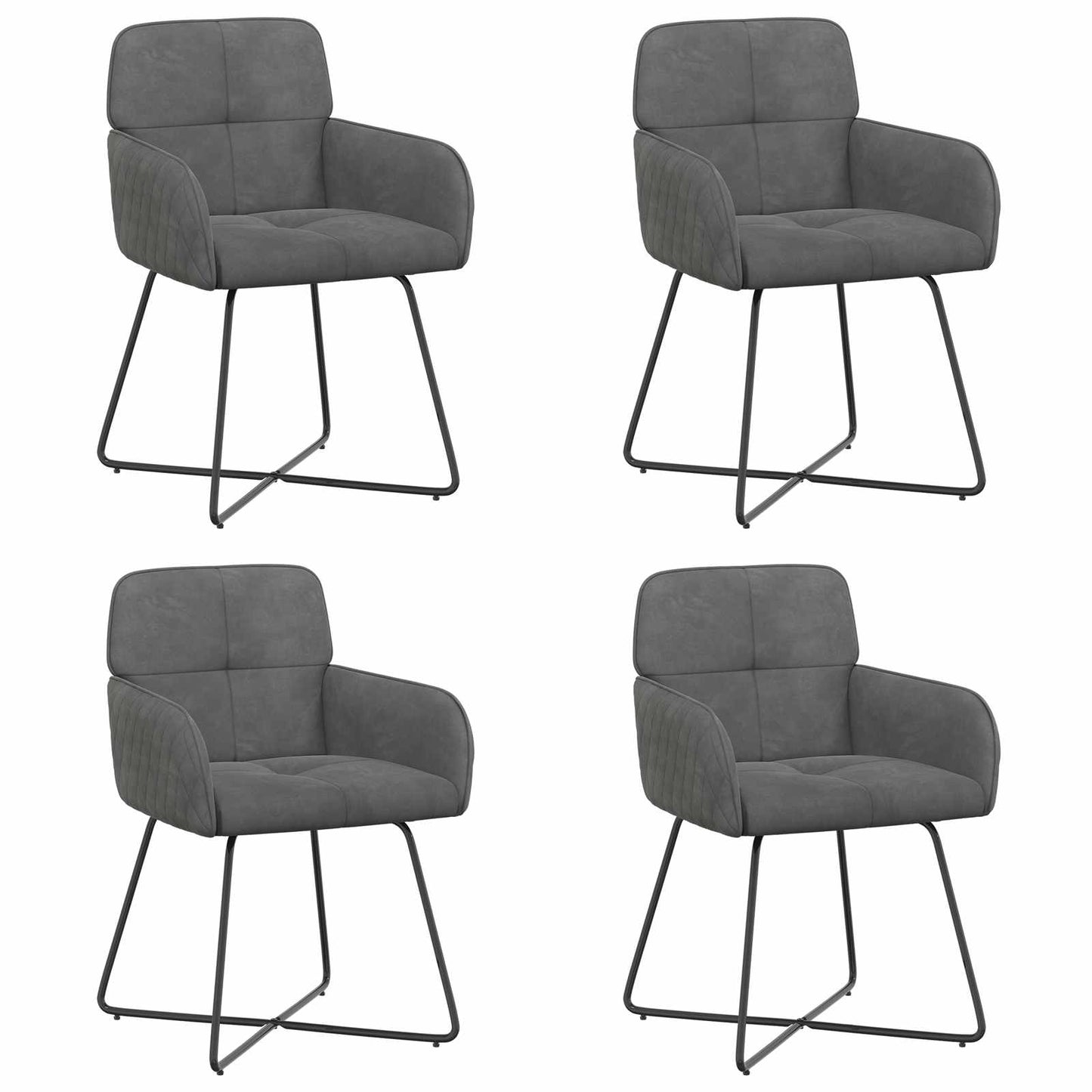 Spisestole 4 pcs Fløjl Mørkegrå 59 x 56,5 x 86 cm
