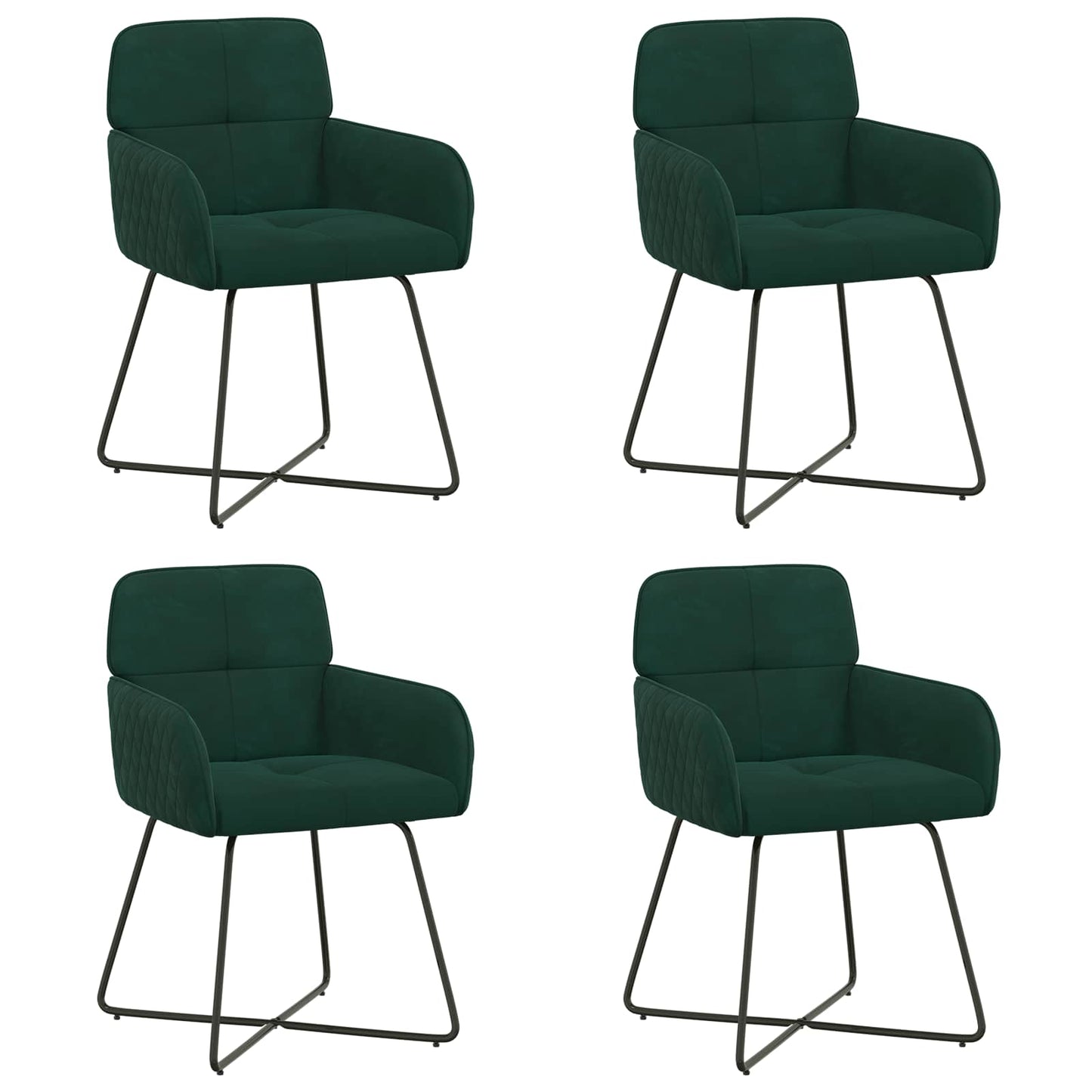 Spisestole 4 pcs Fløjl Mørkegrøn 59 x 56,5 x 86 cm