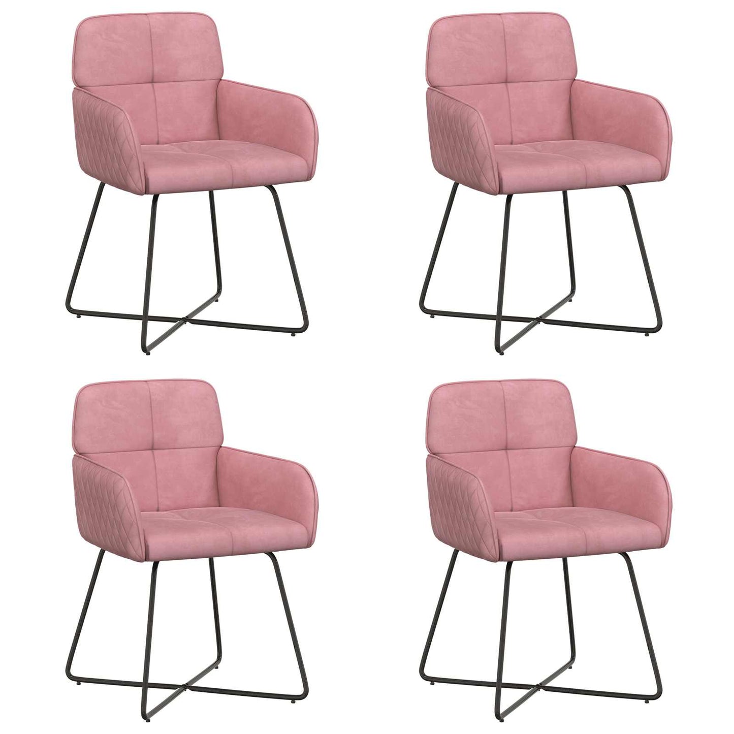 Spisestole 4 pcs Fløjl Lyserød 59 x 56,5 x 86 cm