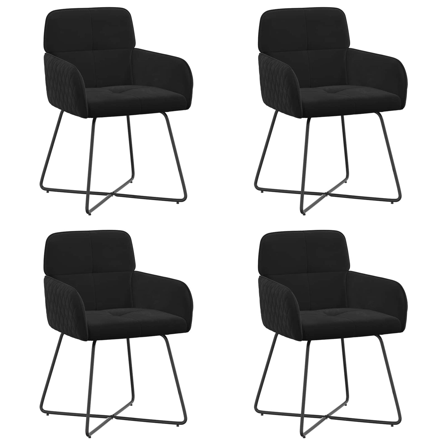 Spisestole 4 pcs Fløjl Sort 59 x 56,5 x 86 cm