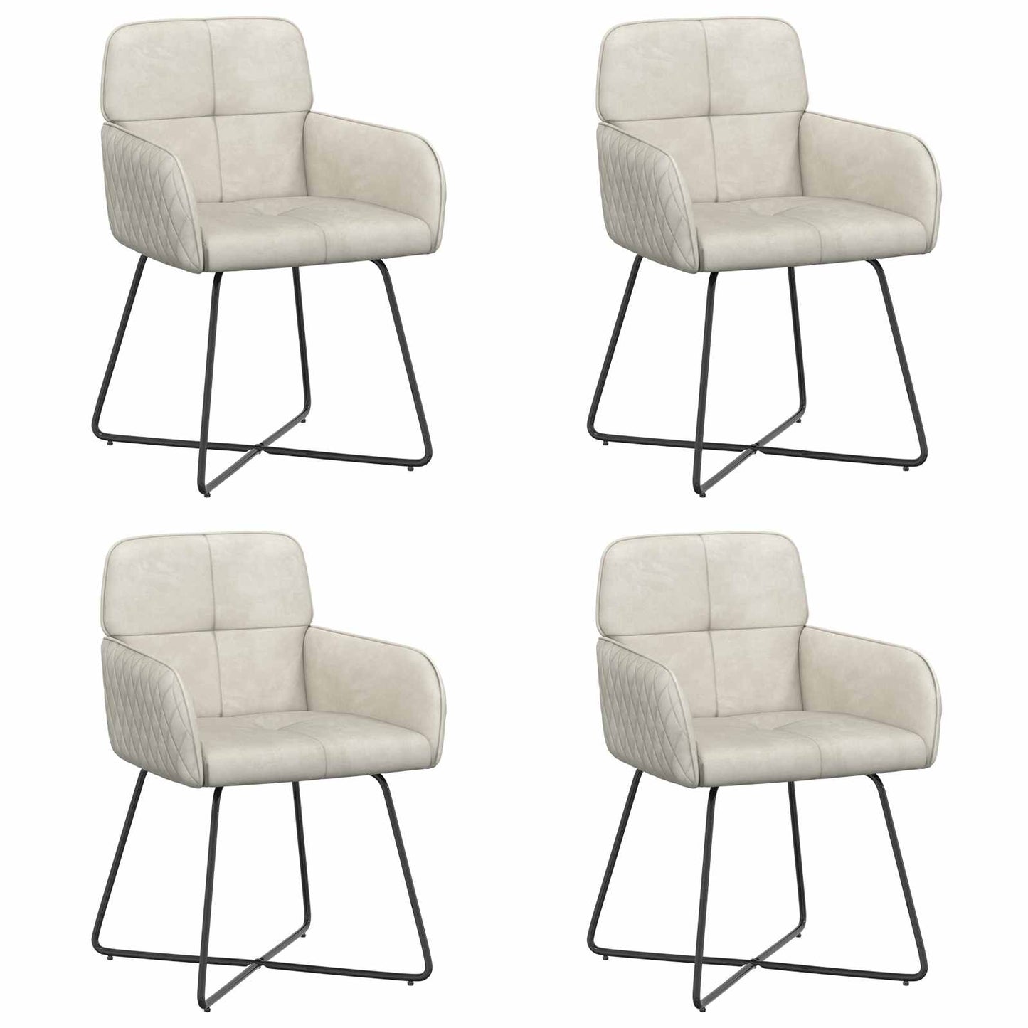Spisestole 4 pcs Fløjl Cremefarvet 59 x 56,5 x 86 cm