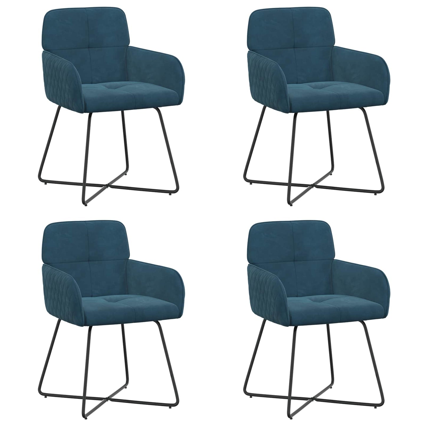 Spisestole 4 pcs Fløjl Blå 59 x 56,5 x 86 cm