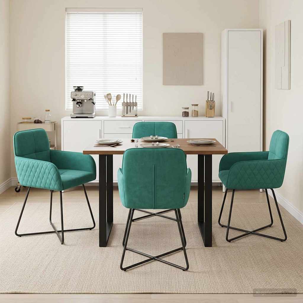 Spisestole 4 pcs Fløjl Turkis 59 x 56,5 x 86 cm