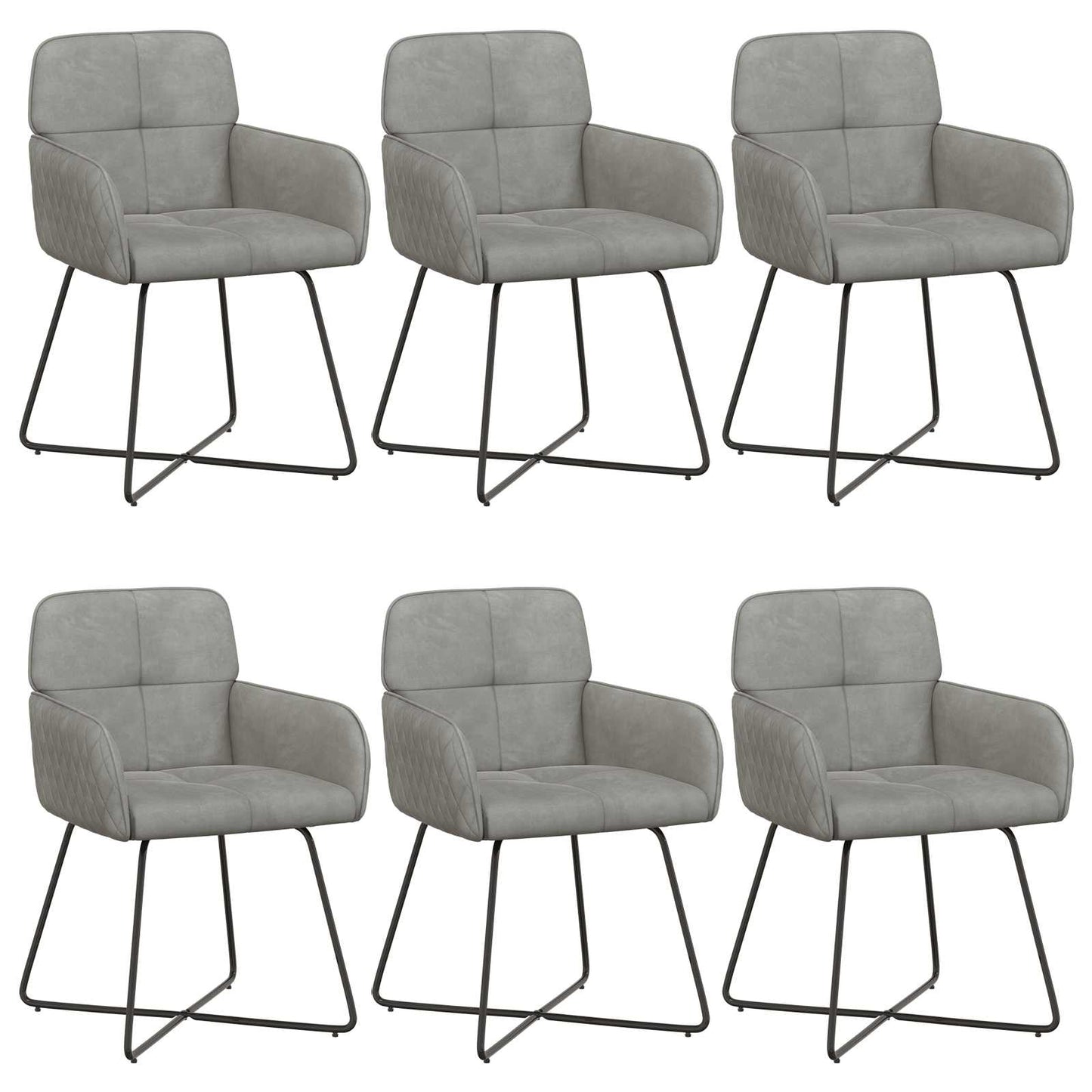 Spisestole 6 pcs Fløjl Lysegrå 59 x 56,5 x 86 cm