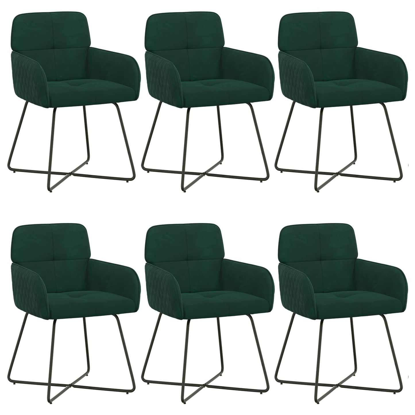 Spisestole 6 pcs Fløjl Mørkegrøn 59 x 56,5 x 86 cm