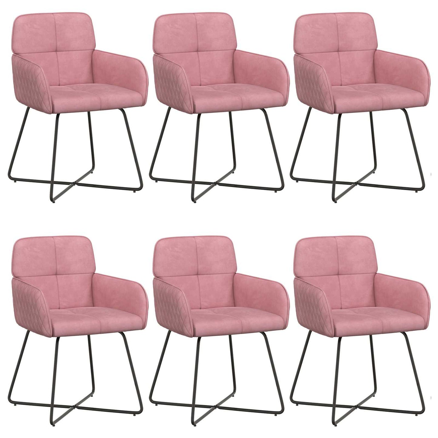 Spisestole 6 pcs Fløjl Lyserød 59 x 56,5 x 86 cm
