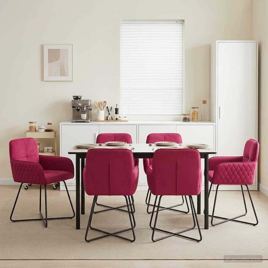 Spisestole 6 pcs Fløjl Vinrød 59 x 56,5 x 86 cm