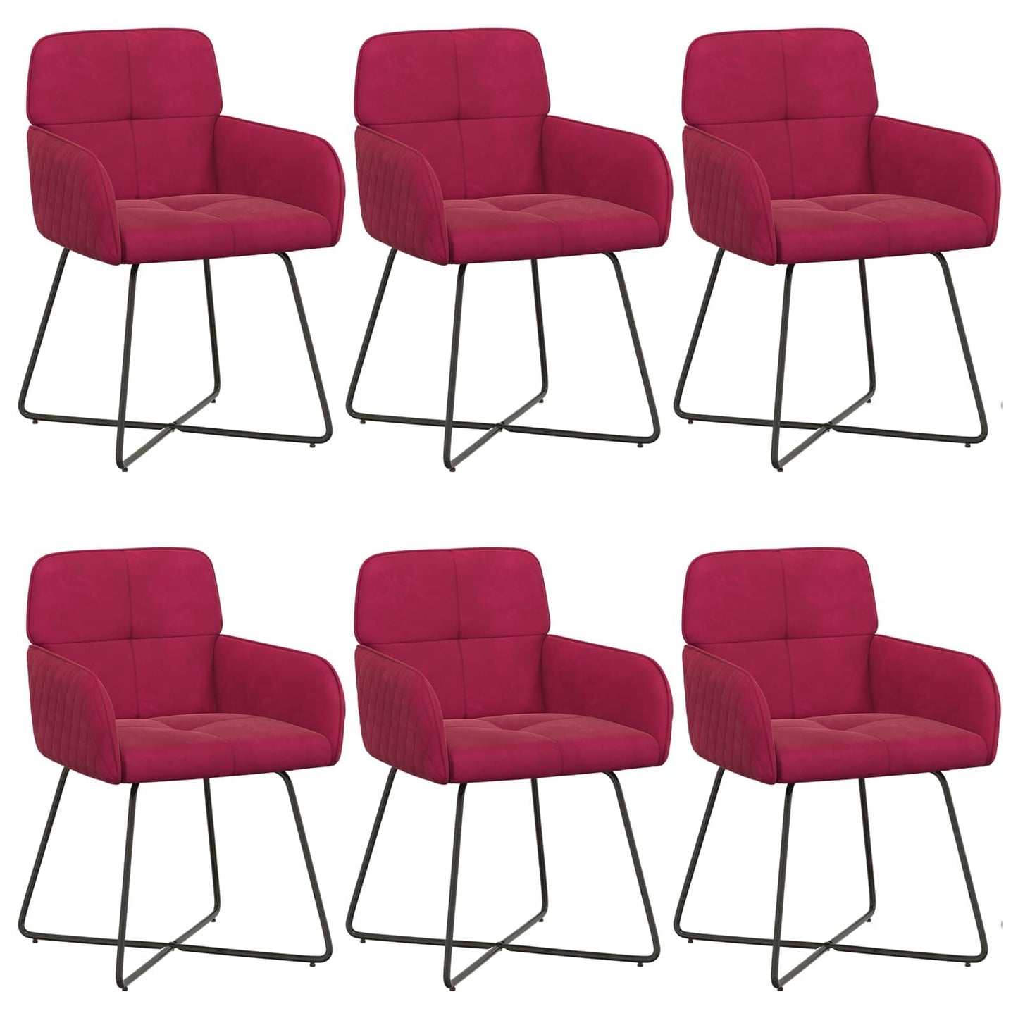 Spisestole 6 pcs Fløjl Vinrød 59 x 56,5 x 86 cm