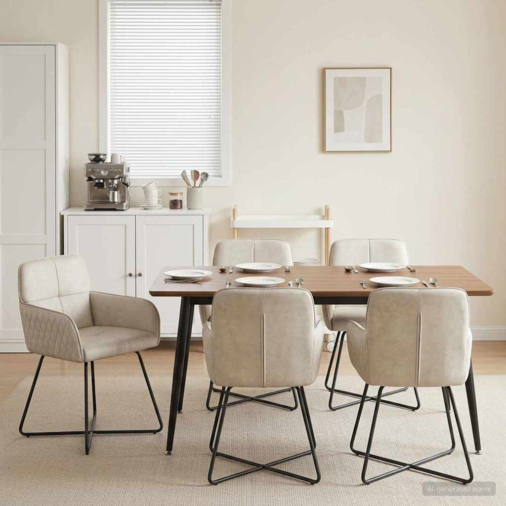 Spisestole 6 pcs Fløjl Cremefarvet 59 x 56,5 x 86 cm