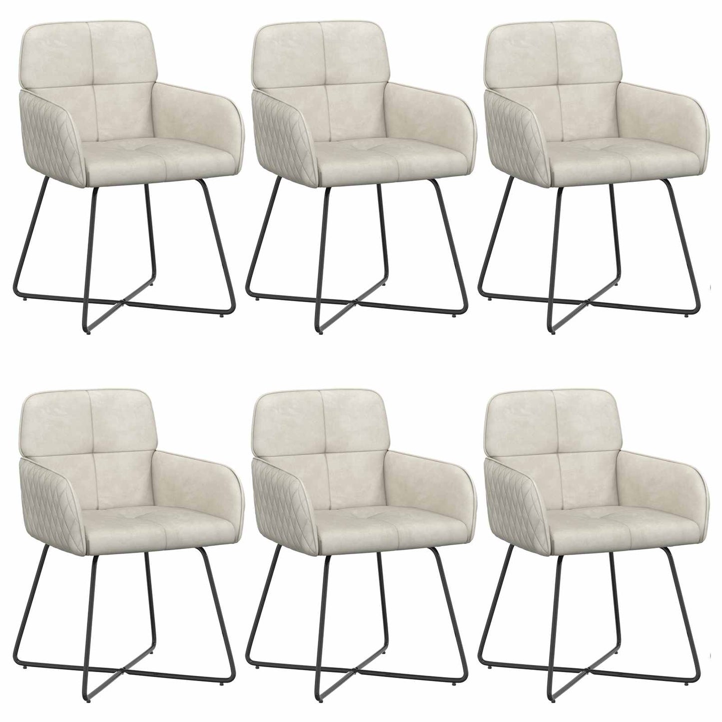 Spisestole 6 pcs Fløjl Cremefarvet 59 x 56,5 x 86 cm