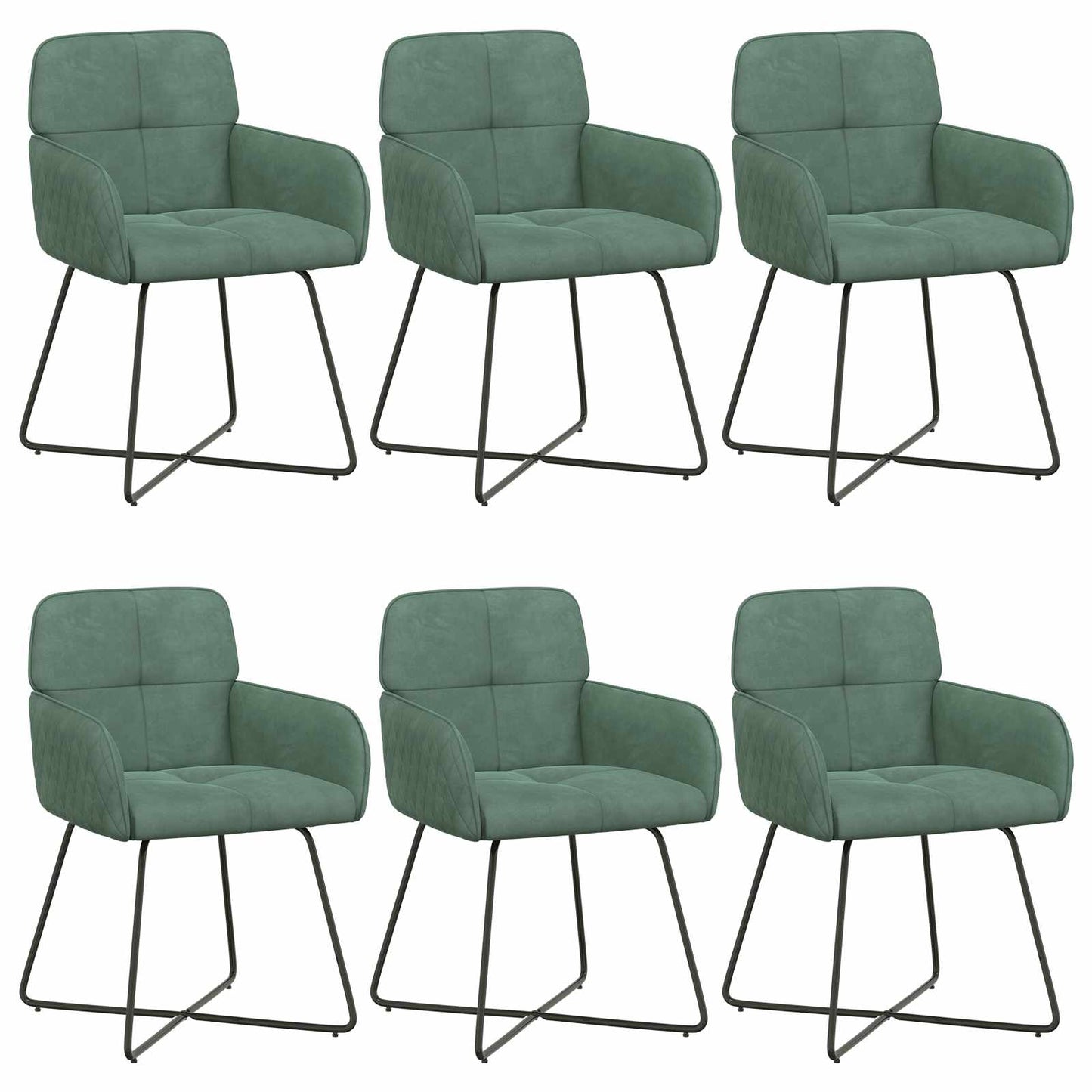 Spisestole 6 pcs Fløjl Havgrøn 59 x 56,5 x 86 cm
