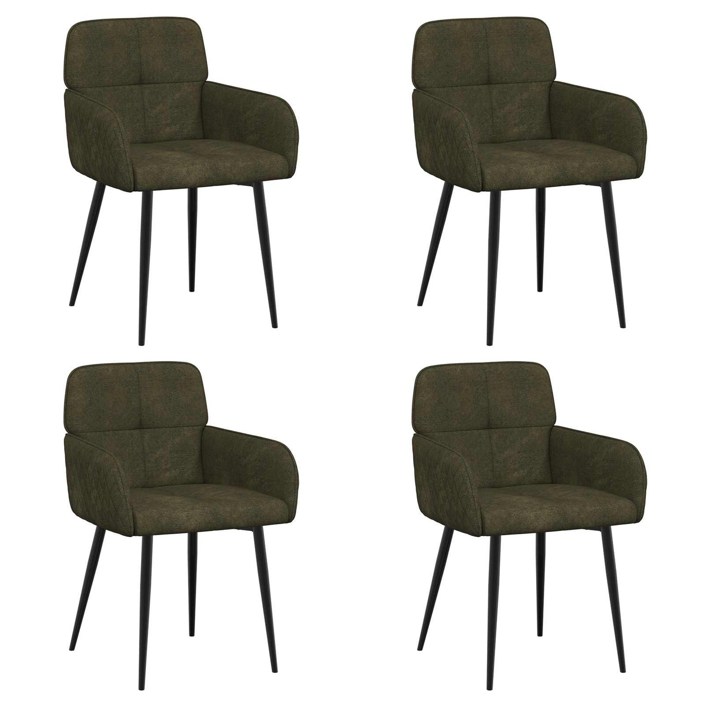 Spisestole 4 pcs Faux Suede Læder Army Grøn 59 x 56,5 x 85 cm