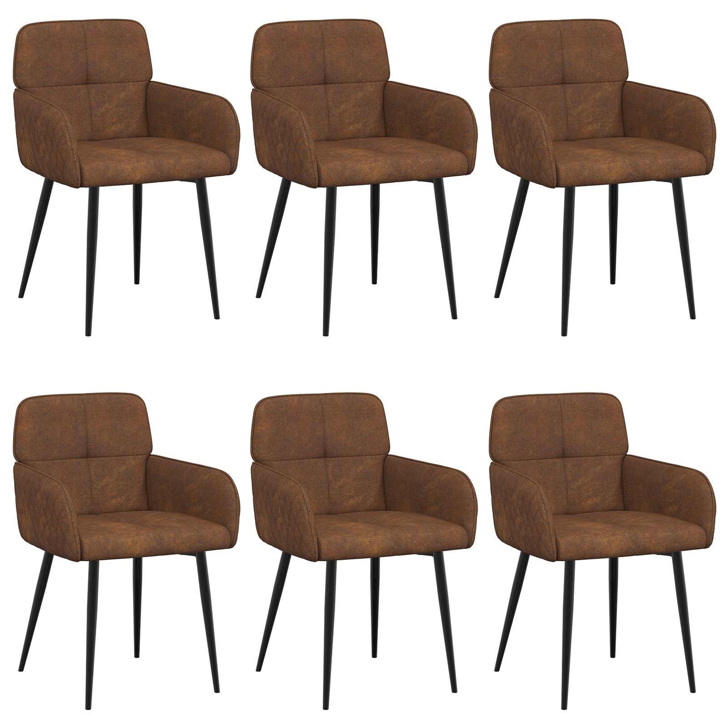 Spisestole 6 pcs Faux Suede Læder Brun 59 x 56,5 x 85 cm
