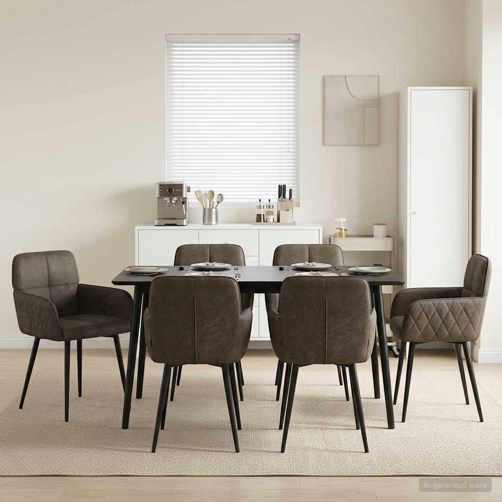 Spisestole 6 pcs Faux Suede Læder Mørkegrå 59 x 56,5 x 85 cm