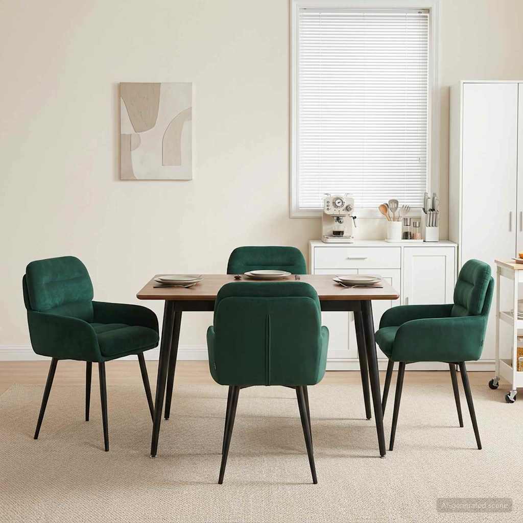 Spisestole 4 pcs Fløjl Mørkegrøn 59 x 59,5 x 90 cm