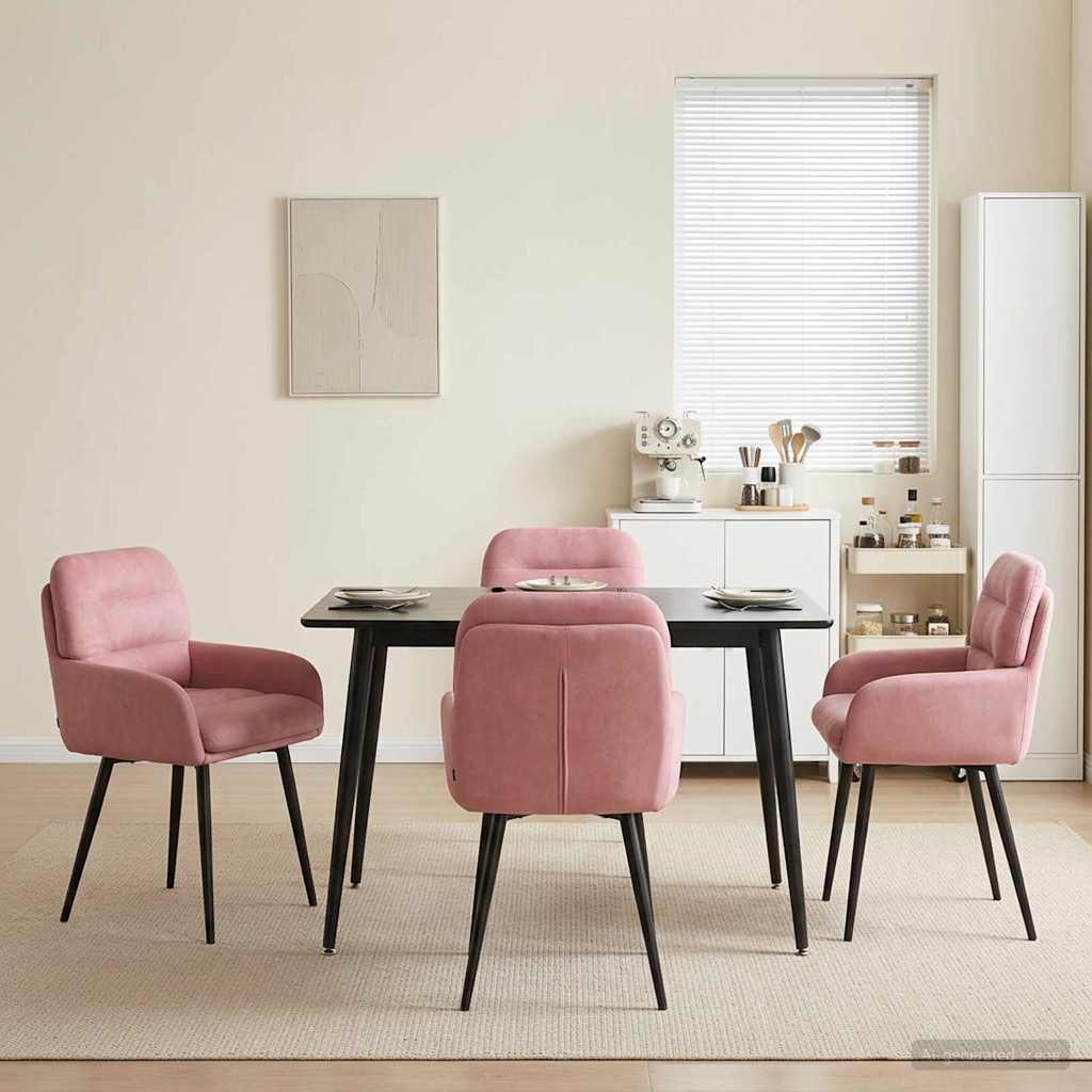 Spisestole 4 pcs Fløjl Lyserød 59 x 59,5 x 90 cm