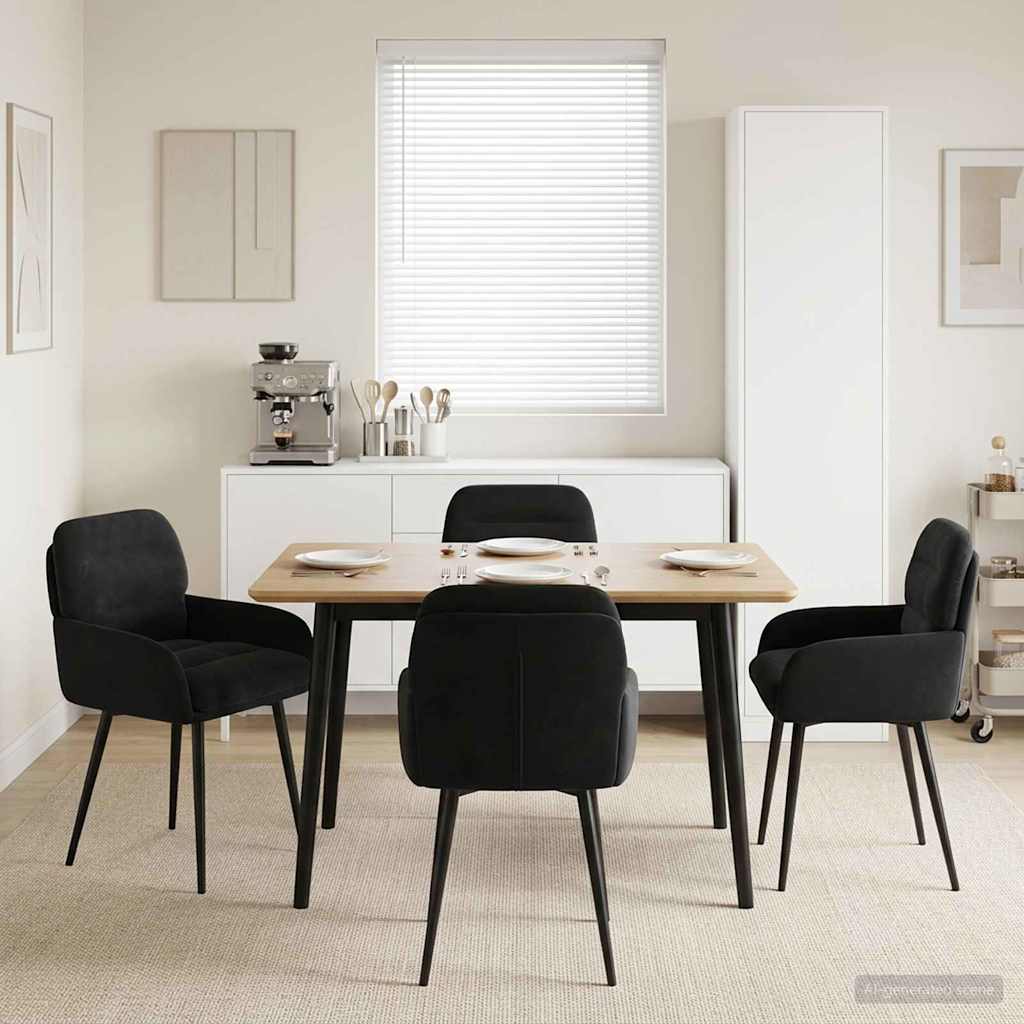 Spisestole 4 pcs Fløjl Sort 59 x 59,5 x 90 cm