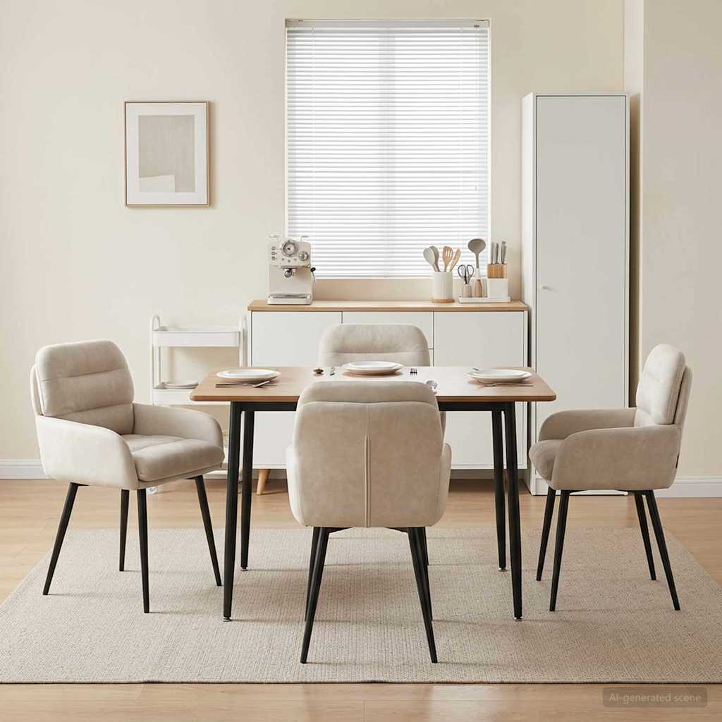 Spisestole 4 pcs Fløjl Cremefarvet 59 x 59,5 x 90 cm