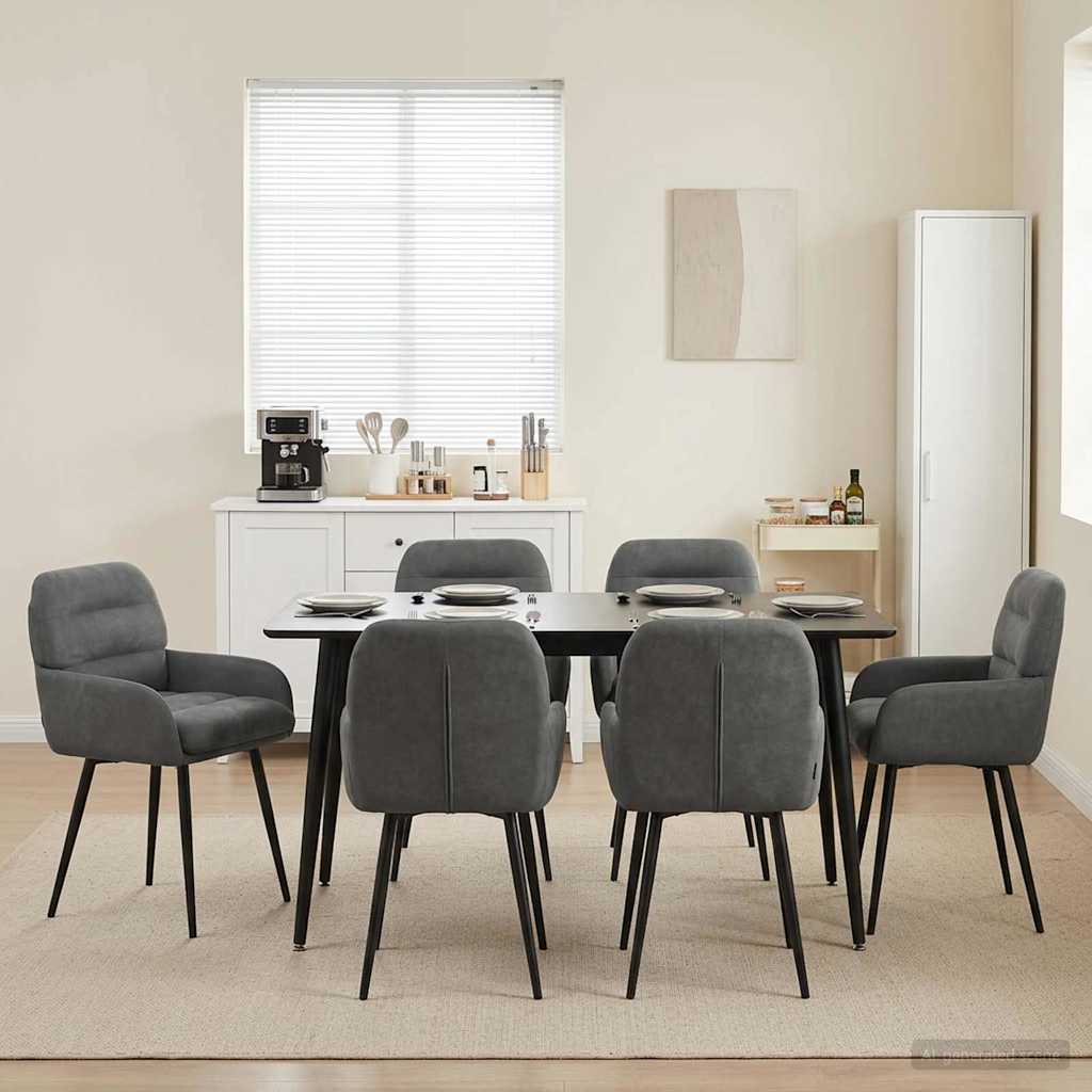 Spisestole 6 pcs Fløjl Mørkegrå 59 x 59,5 x 90 cm