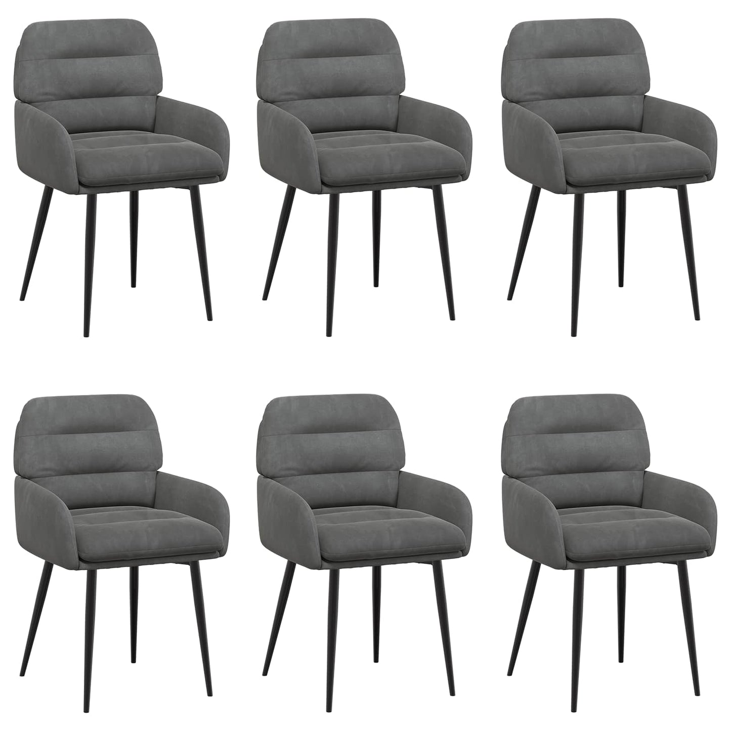 Spisestole 6 pcs Fløjl Mørkegrå 59 x 59,5 x 90 cm