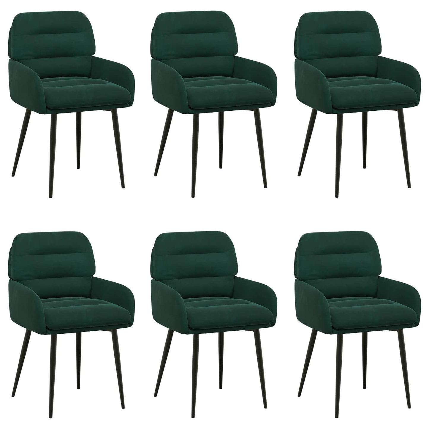 Spisestole 6 pcs Fløjl Mørkegrøn 59 x 59,5 x 90 cm