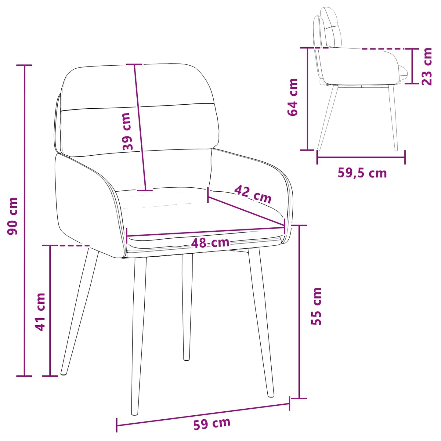 Spisestole 6 pcs Fløjl Mørkegrøn 59 x 59,5 x 90 cm