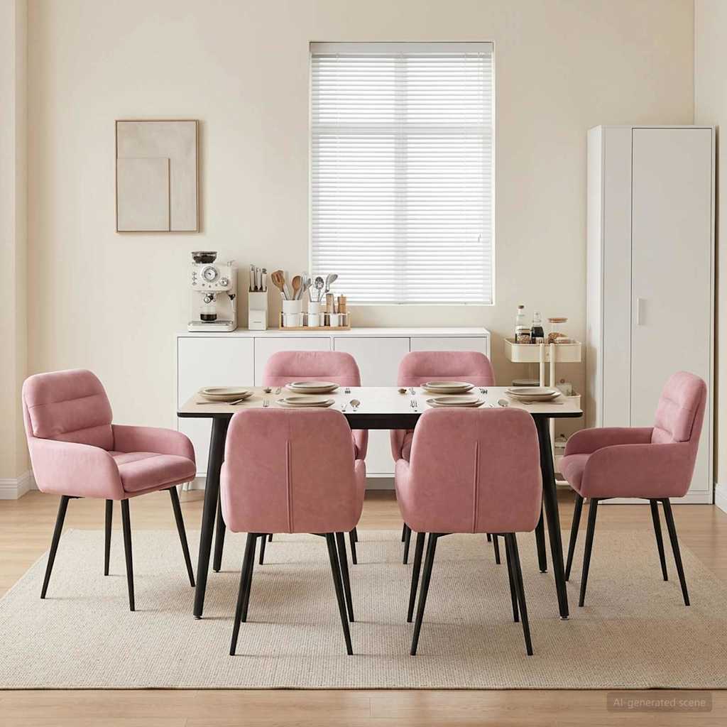 Spisestole 6 pcs Fløjl Lyserød 59 x 59,5 x 90 cm