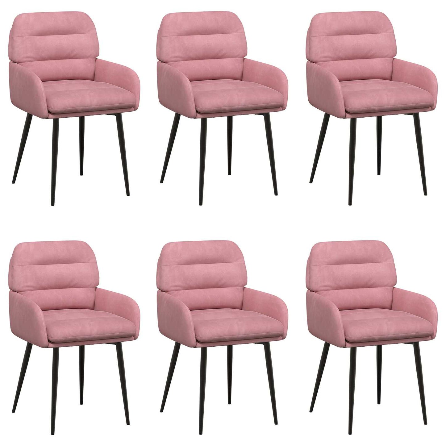 Spisestole 6 pcs Fløjl Lyserød 59 x 59,5 x 90 cm