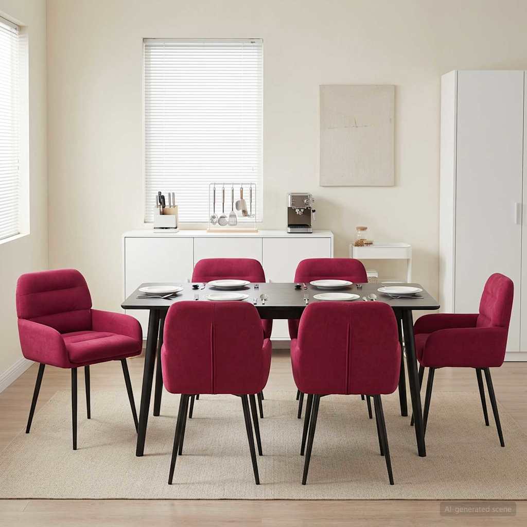 Spisestole 6 pcs Fløjl Vinrød 59 x 59,5 x 90 cm
