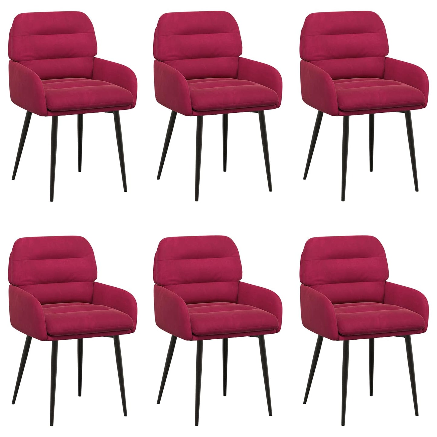 Spisestole 6 pcs Fløjl Vinrød 59 x 59,5 x 90 cm