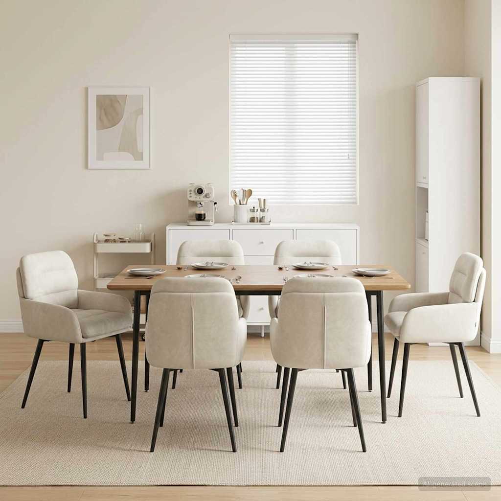 Spisestole 6 pcs Fløjl Cremefarvet 59 x 59,5 x 90 cm