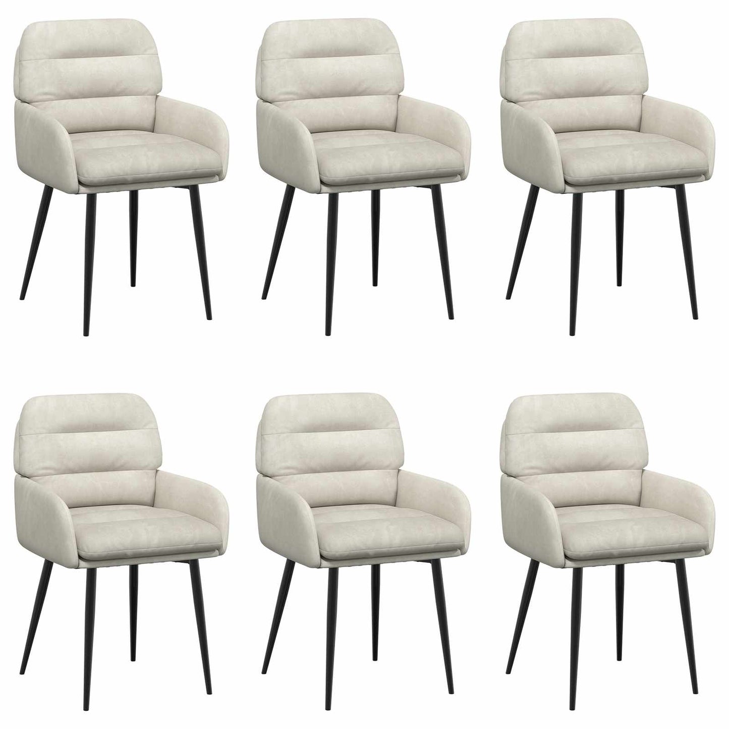 Spisestole 6 pcs Fløjl Cremefarvet 59 x 59,5 x 90 cm