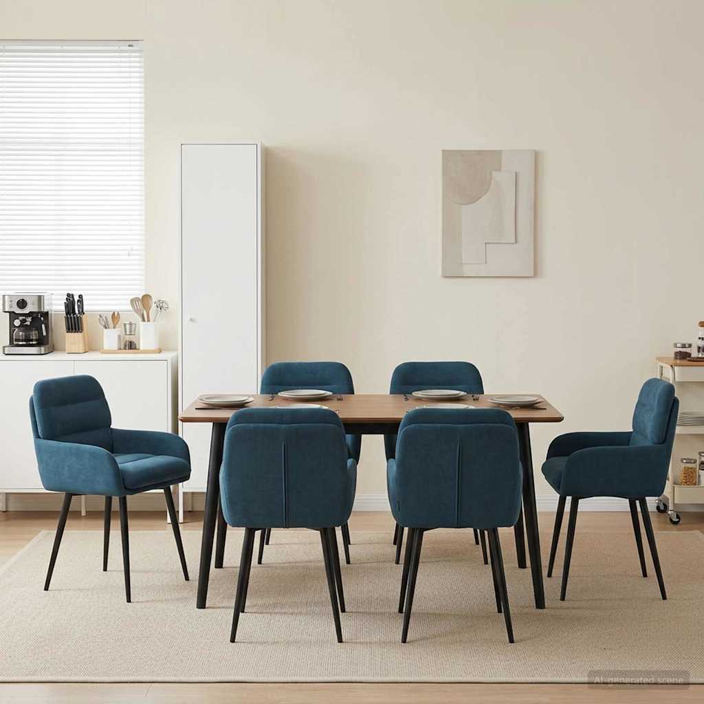 Spisestole 6 pcs Fløjl Blå 59 x 59,5 x 90 cm
