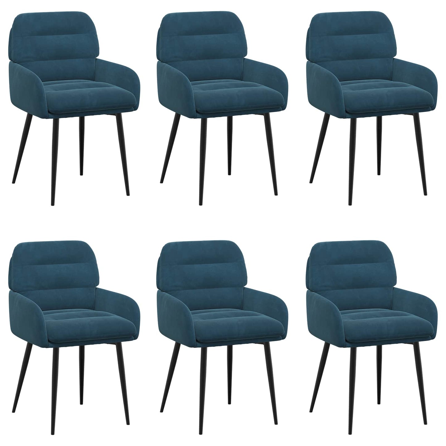 Spisestole 6 pcs Fløjl Blå 59 x 59,5 x 90 cm