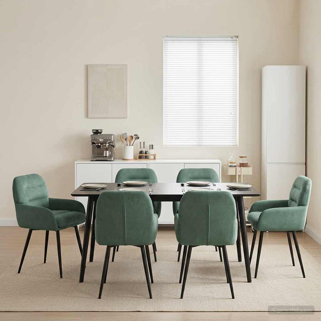 Spisestole 6 pcs Fløjl Havgrøn 59 x 59,5 x 90 cm