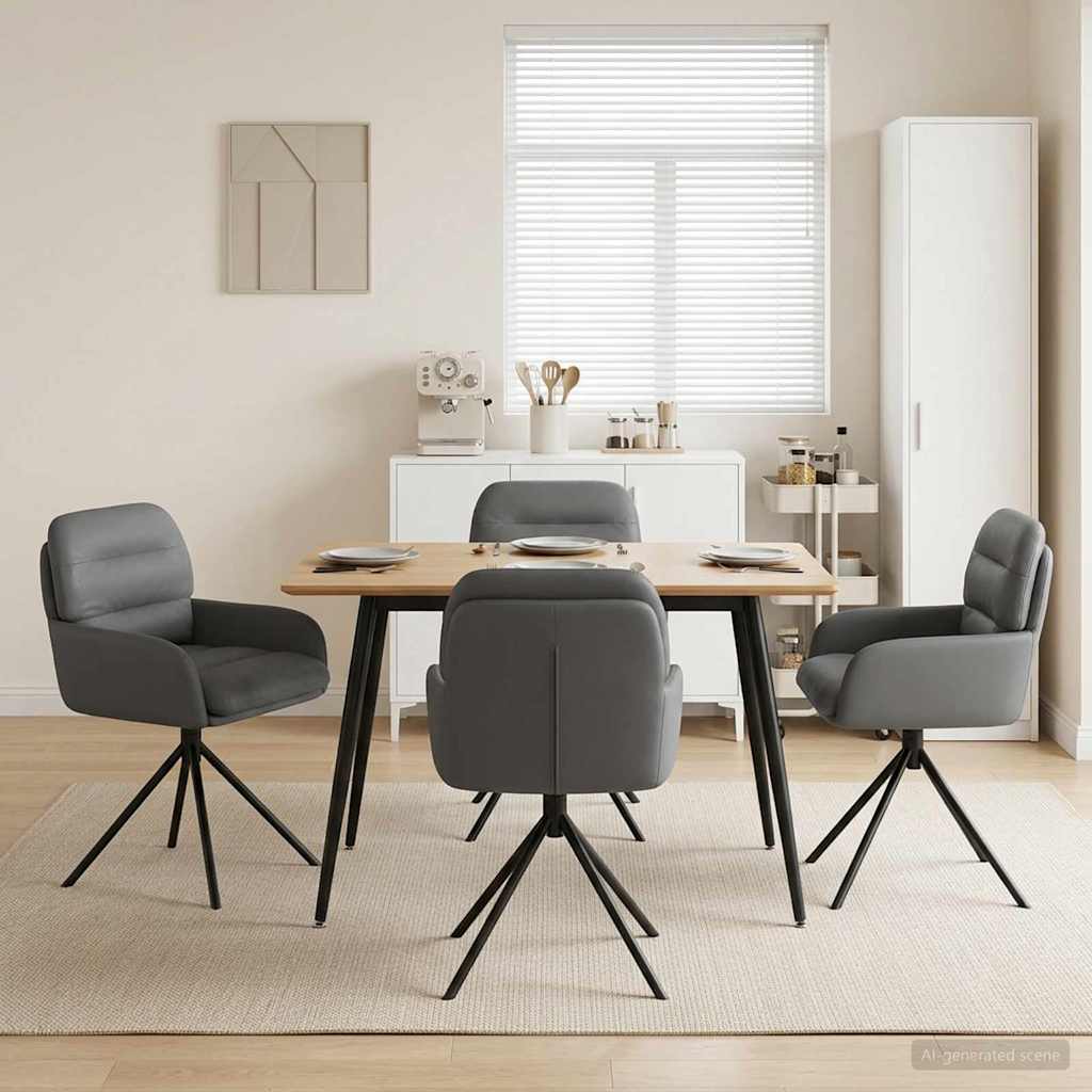 Svingende Spisestole 4 pcs Kunstlæder Grå 59 x 59,5 x 90 cm
